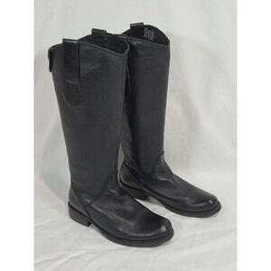 Miz Mooz Kent Riding Boots Women 6.5 Black Equestrian Leather Faux Fur Lined Zip